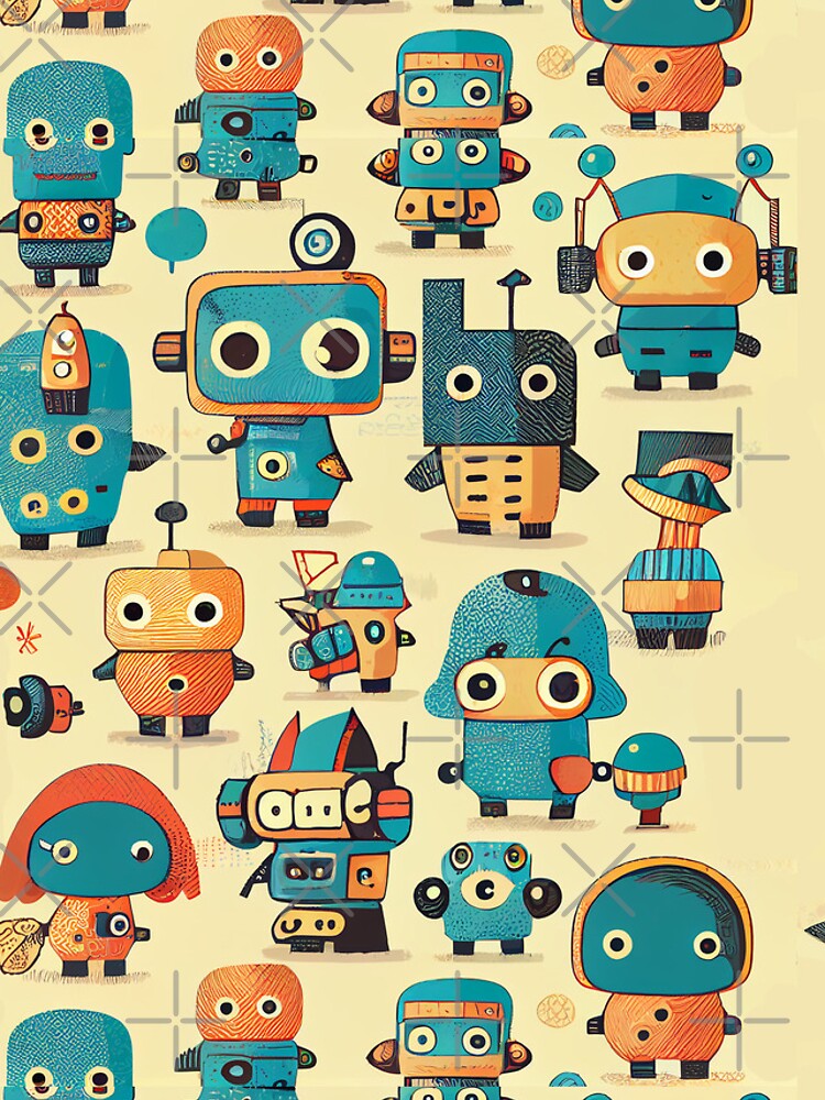 Thumbnail 4 of 4, iPhone Case, Cute Robots Pattern designed and sold by CutePatternsRB.