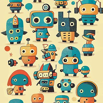 Artwork thumbnail,  Cute Robots Pattern by CutePatternsRB