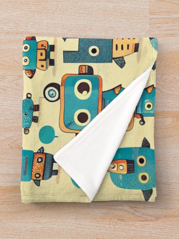 Imagen 3 de 6, Manta con la obra Cute Robots Pattern, diseñada y vendida por CutePatternsRB.