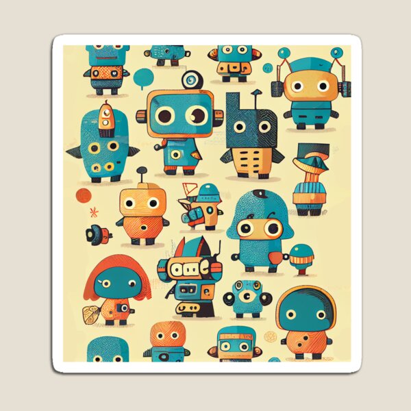 Aperçu de l'œuvre  Cute Robots Pattern créée et vendue par CutePatternsRB.