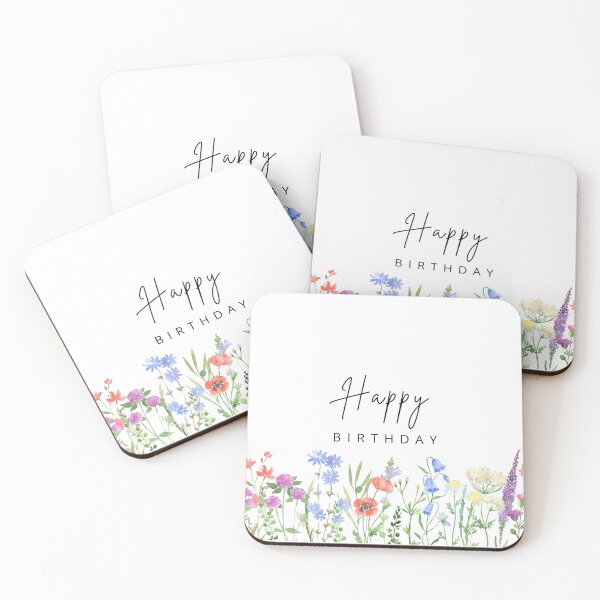 Item preview, Happy Birthday with Flowers designed and sold by GoldenPaper.