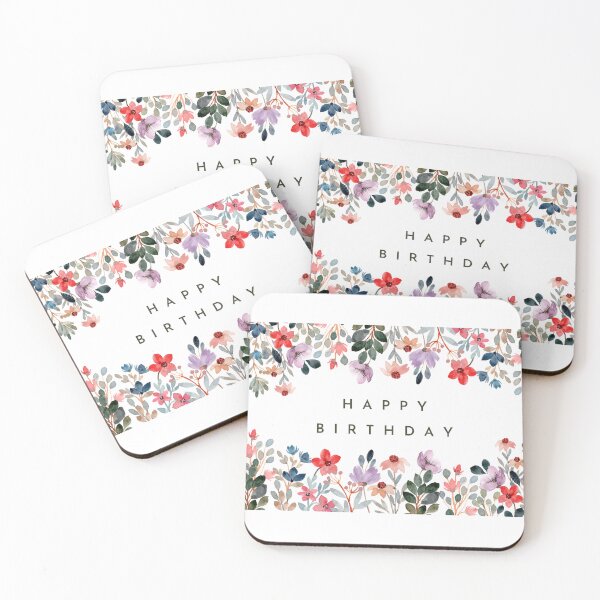 Item preview, Happy Birthday with Flowers designed and sold by GoldenPaper.