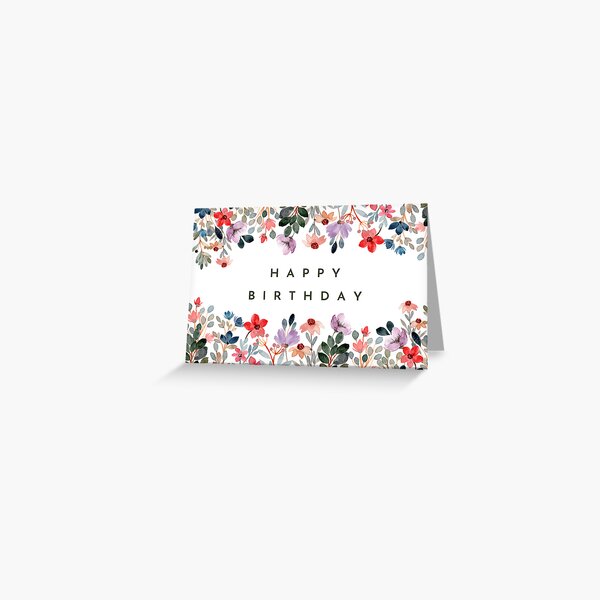 Item preview, Happy Birthday with Flowers designed and sold by GoldenPaper.