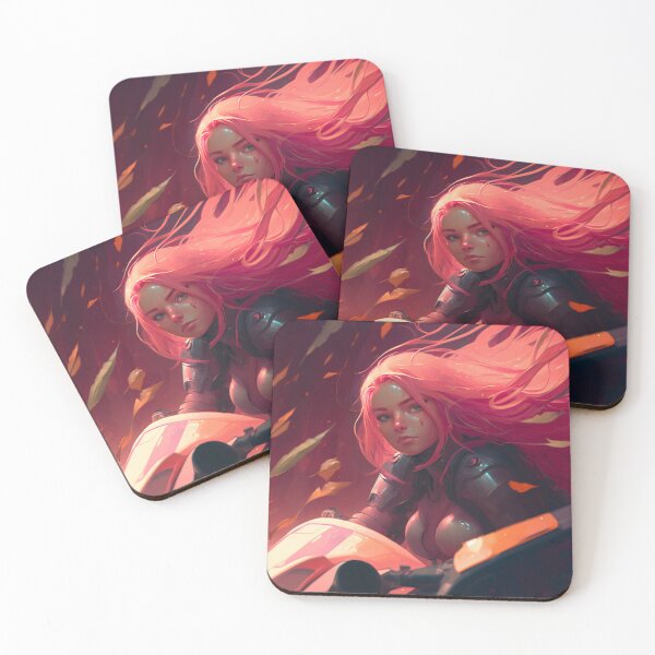 Item preview, Riding in Style: A Pink-Haired Beauty on Her Motorcycle designed and sold by oanaunciuleanu.