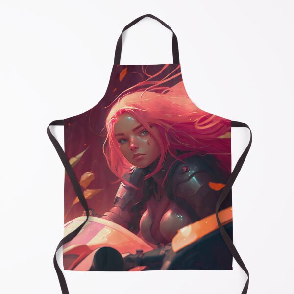 Item preview, Riding in Style: A Pink-Haired Beauty on Her Motorcycle designed and sold by oanaunciuleanu.
