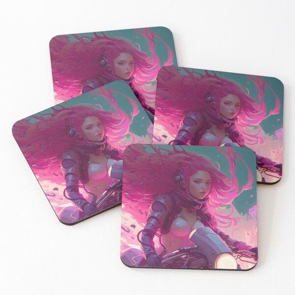 Item preview, Riding in Style: A Pink-Haired Beauty on Her Motorcycle designed and sold by oanaunciuleanu.
