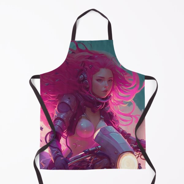 Item preview, Riding in Style: A Pink-Haired Beauty on Her Motorcycle designed and sold by oanaunciuleanu.