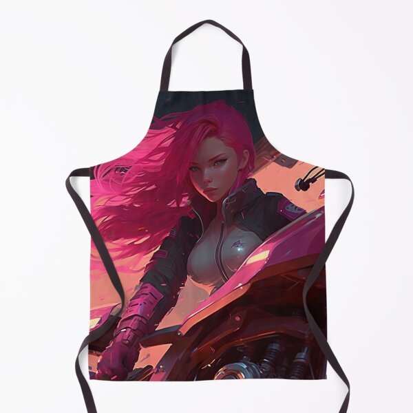 Item preview, Riding in Style: A Pink-Haired Beauty on Her Motorcycle designed and sold by oanaunciuleanu.