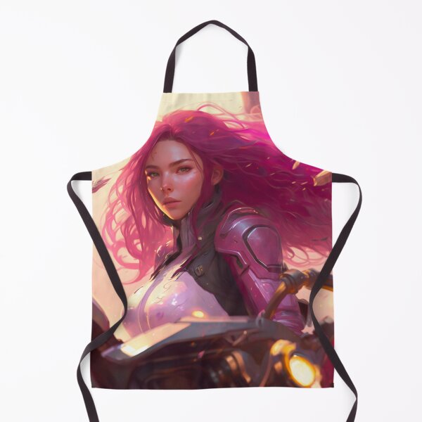 Item preview, Riding in Style: A Pink-Haired Beauty on Her Motorcycle designed and sold by oanaunciuleanu.