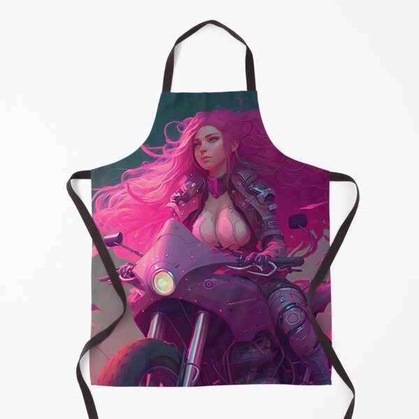 Item preview, Riding in Style: A Pink-Haired Beauty on Her Motorcycle designed and sold by oanaunciuleanu.