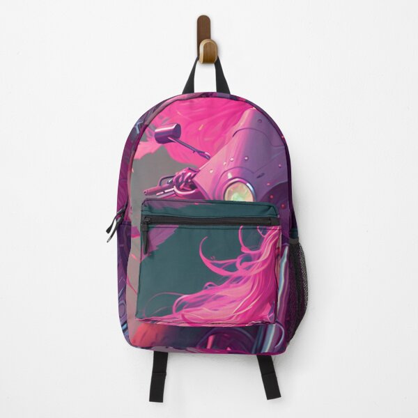 Item preview, Riding in Style: A Pink-Haired Beauty on Her Motorcycle designed and sold by oanaunciuleanu.
