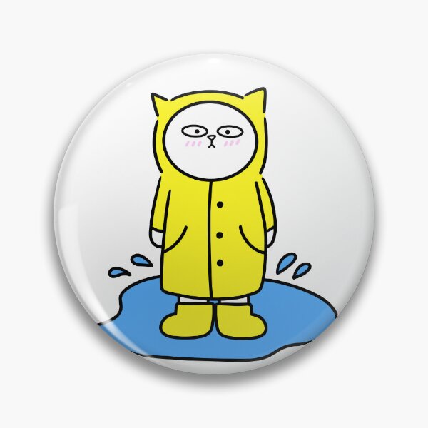 Item preview, A cat in a rain coat / White cat / I like rain / Yellow rain coat/ Point art designed and sold by riristudio.