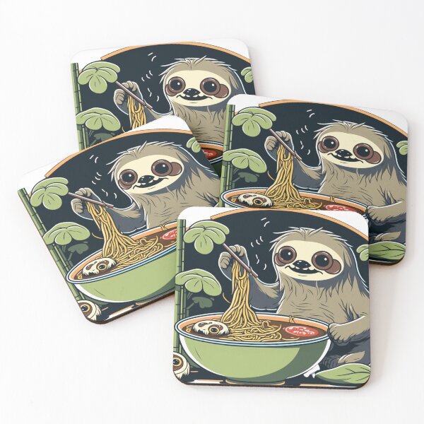 Item preview, Sloth Eating Ramen Cute Kawaii Noodles designed and sold by wildlifezen.