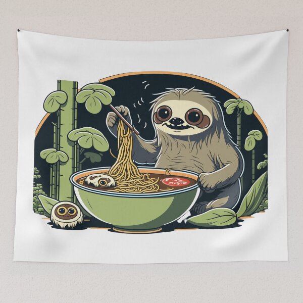 Item preview, Sloth Eating Ramen Cute Kawaii Noodles designed and sold by wildlifezen.