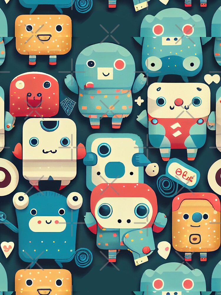 Thumbnail 4 of 4, iPhone Case, Cute Robots Pattern designed and sold by CutePatternsRB.
