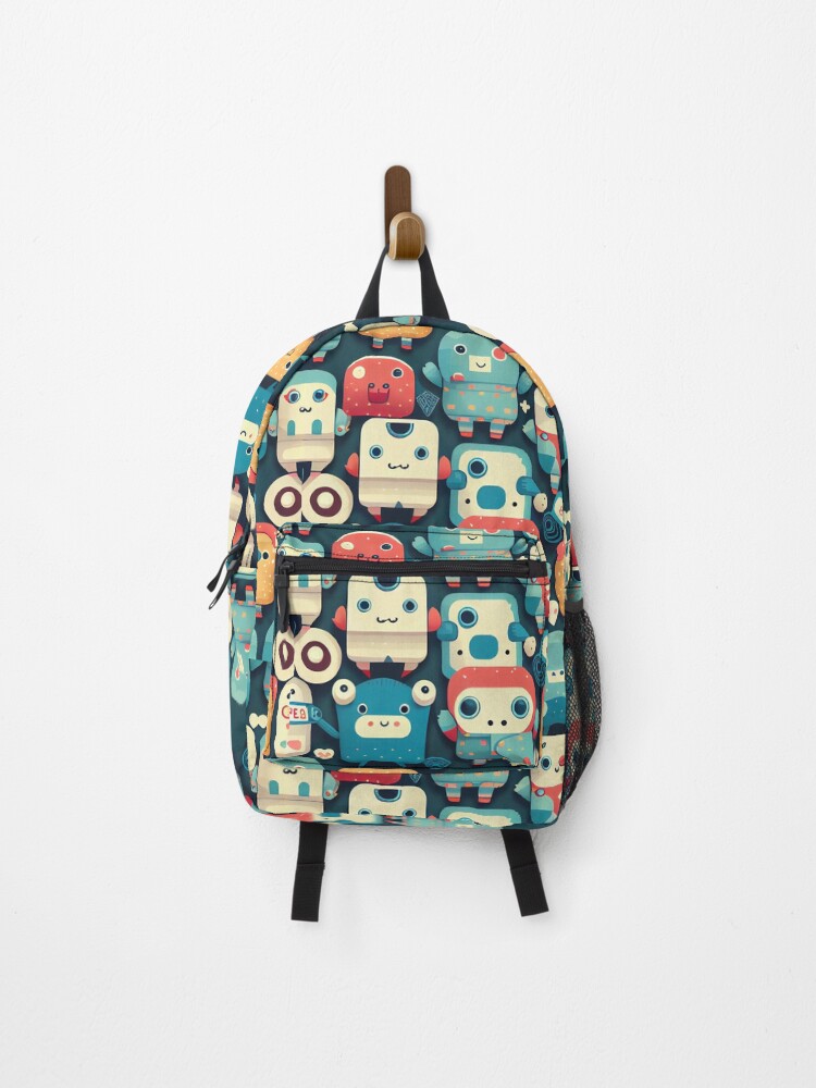 Thumbnail 1 of 3, Backpack, Cute Robots Pattern designed and sold by CutePatternsRB.