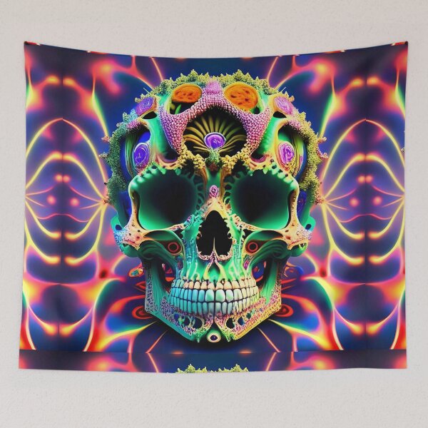Item preview, Psychedelic Skull Flame Flaming Trippy 3D designed and sold by Anticulture.