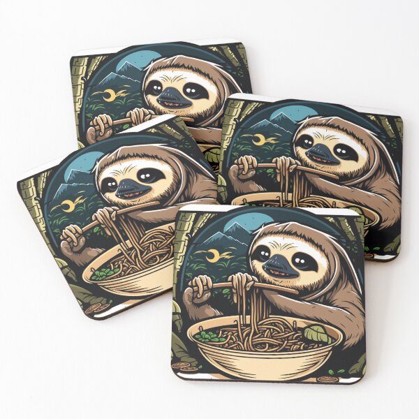 Item preview, Sloth Eating Ramen Cute Kawaii Noodles designed and sold by wildlifezen.
