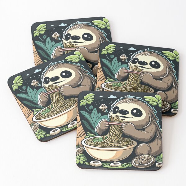 Item preview, Sloth Eating Ramen Cute Kawaii Noodles designed and sold by wildlifezen.