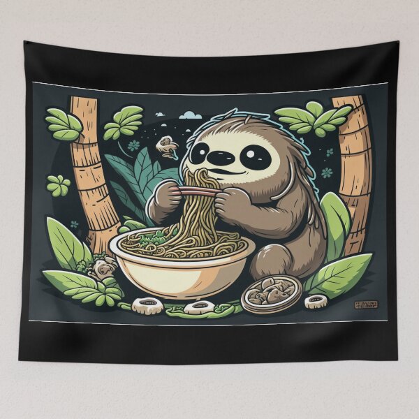 Item preview, Sloth Eating Ramen Cute Kawaii Noodles designed and sold by wildlifezen.