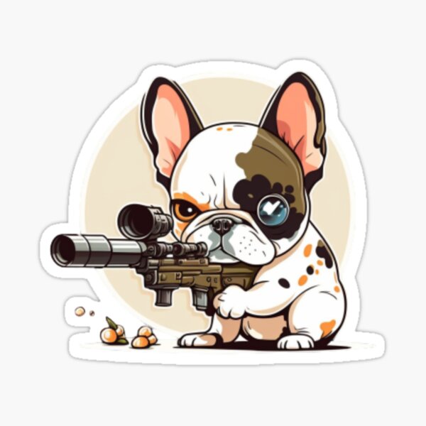 Aperçu de l'œuvre Frenchie le bouledogue français tireur d'élite créée et vendue par PetsEnough.