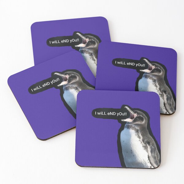 Item preview, Galapagos Penguin I will end you (Dark Purple #3A2096 background)  designed and sold by SBPenguins.