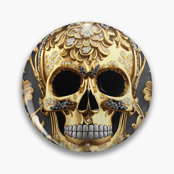 Item preview, Skull Baroque 3D Jewelry Rococo Gold Bling Floral designed and sold by Anticulture.
