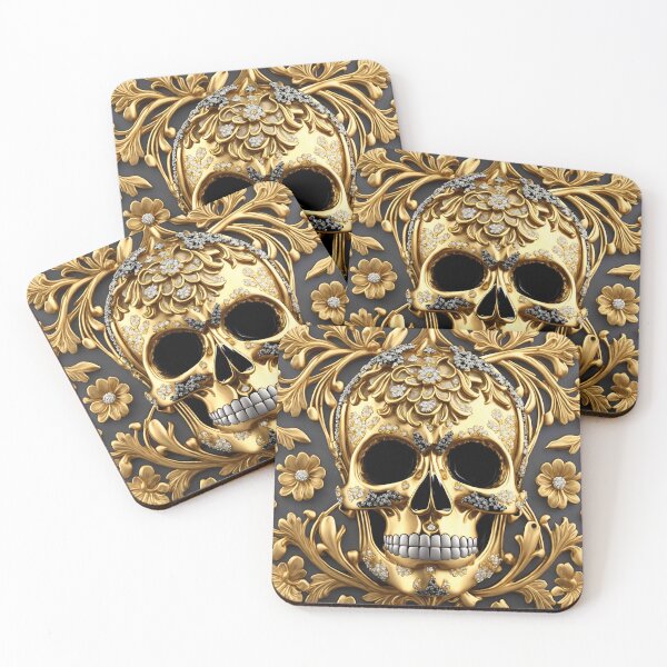 Item preview, Skull Baroque 3D Jewelry Rococo Gold Bling Floral designed and sold by Anticulture.