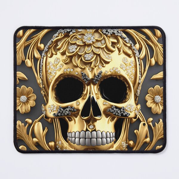 Item preview, Skull Baroque 3D Jewelry Rococo Gold Bling Floral designed and sold by Anticulture.
