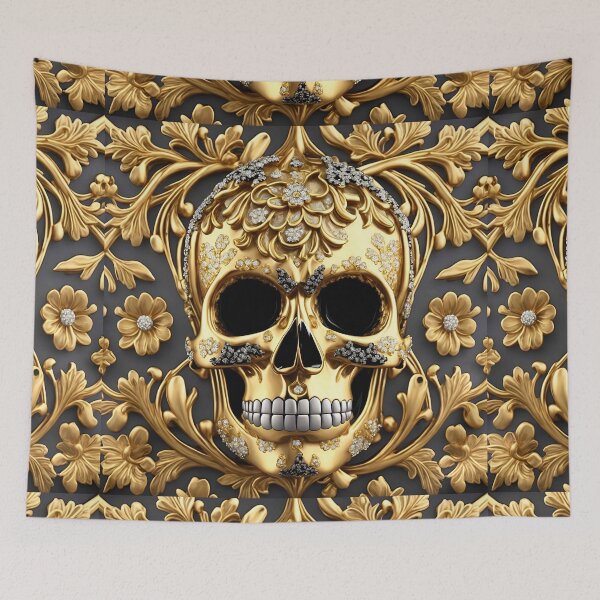 Item preview, Skull Baroque 3D Jewelry Rococo Gold Bling Floral designed and sold by Anticulture.