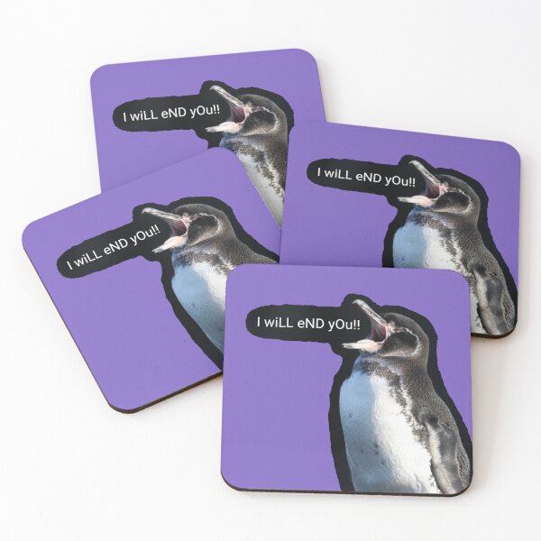 Item preview, Galapagos Penguin I will end you (Light Purple #795FC1 background)  designed and sold by SBPenguins.