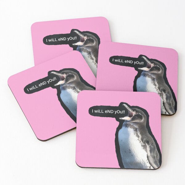 Item preview, Galapagos Penguin I will end you (Pink #F699CD background)  designed and sold by SBPenguins.