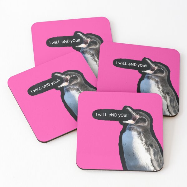 Item preview, Galapagos Penguin I will end you (Fuchsia #FC46AA background)  designed and sold by SBPenguins.
