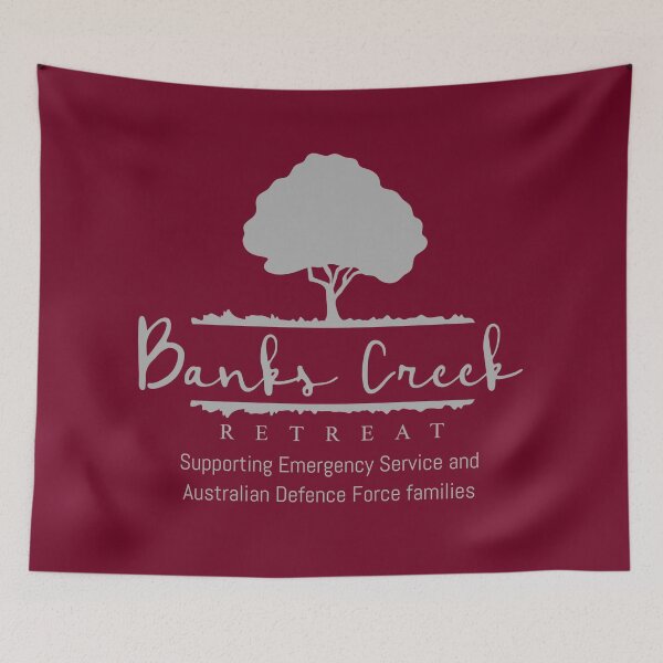 Item preview, Banks Creek Retreat LOGO ONLY - All GREY (Maroon Background) designed and sold by Grant Neilson.
