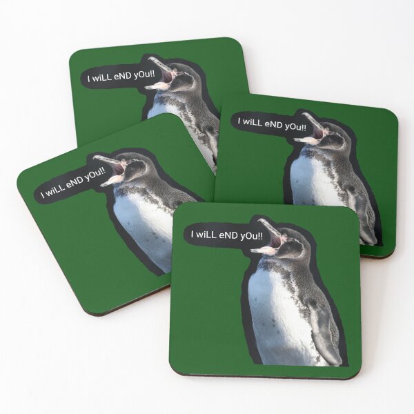 Item preview, Galapagos Penguin I will end you (Dark Green #014606 background)  designed and sold by SBPenguins.