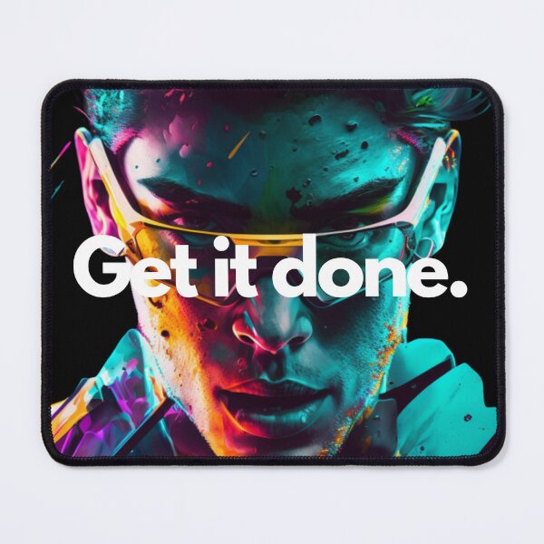 Item preview, Get it done Triathlon White on Black Motivating, inspiring, determined,aquamarine colors, Memphis, film noir lighting, Ultra realistic designed and sold by Triathlongram.
