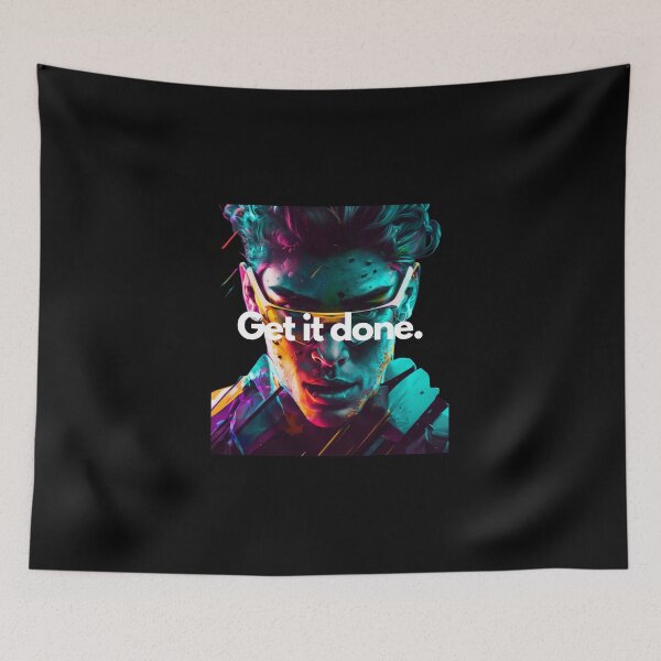 Item preview, Get it done Triathlon White on Black Motivating, inspiring, determined,aquamarine colors, Memphis, film noir lighting, Ultra realistic designed and sold by Triathlongram.