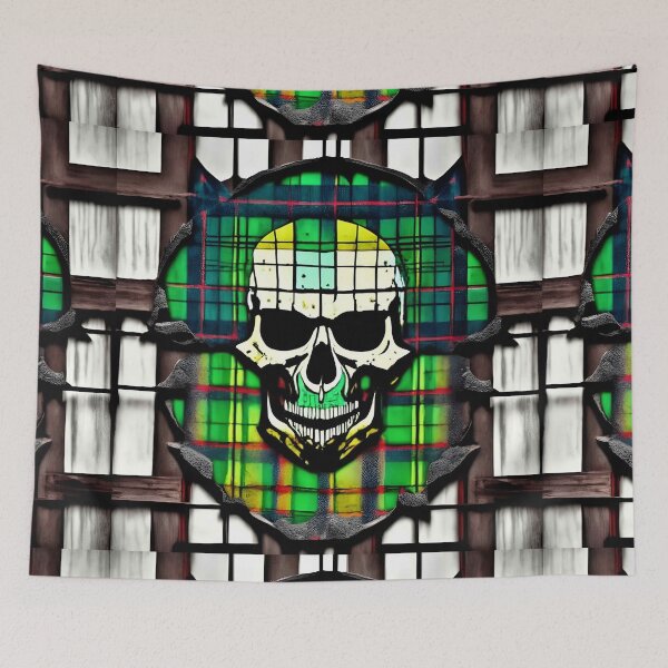 Item preview, Skull Plaid Grunge Tie Dye Bleach Acid Wash Graphic designed and sold by Anticulture.