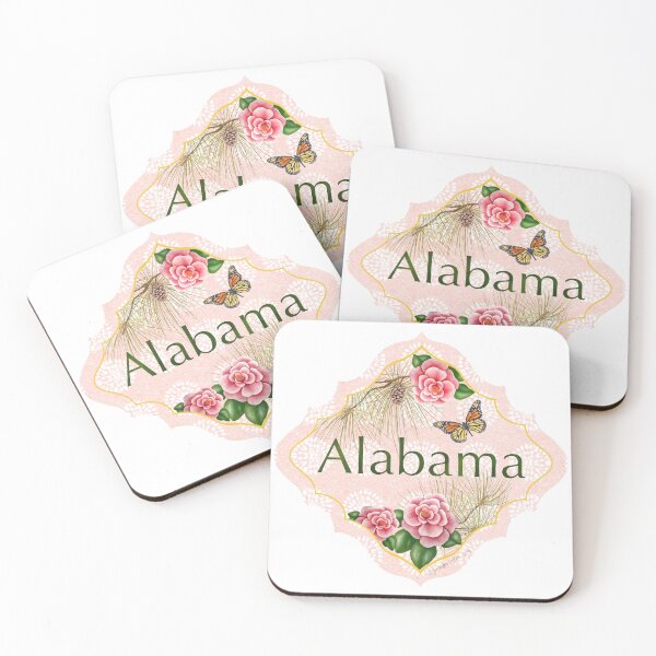 Item preview, Alabama State Pride | Alabama flower camellia | US State Collection State Icon Illustration | travel tracker long leaf pine monarch designed and sold by JourneyHomeMade.