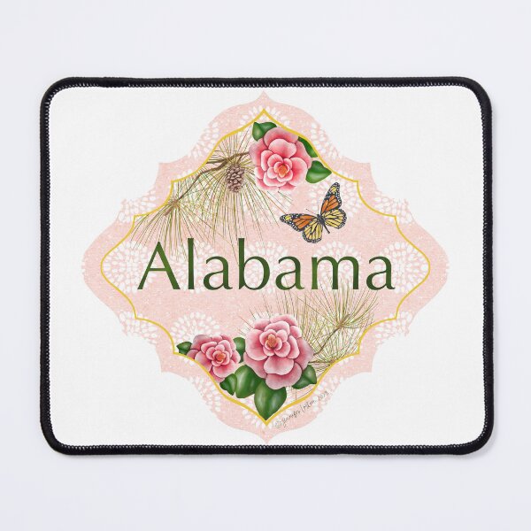 Item preview, Alabama State Pride | Alabama flower camellia | US State Collection State Icon Illustration | travel tracker long leaf pine monarch designed and sold by JourneyHomeMade.