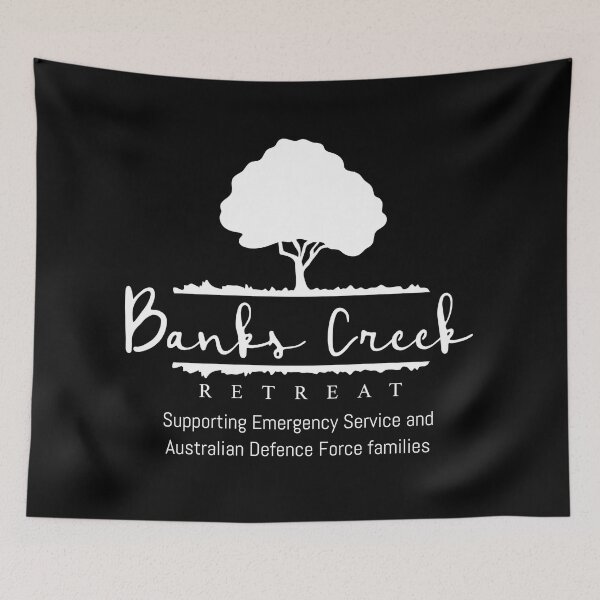 Item preview, Banks Creek Retreat LOGO ONLY - All WHITE (Black background) designed and sold by Grant Neilson.