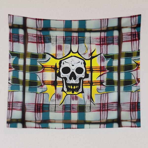 Item preview, Skull Plaid Grunge Bleach Acid Wash Graphic Skate Punk designed and sold by Anticulture.
