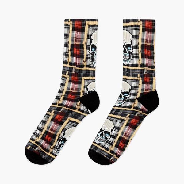 Item preview, Skull Plaid Grunge Bleach Acid Wash Graphic Skate Punk designed and sold by Anticulture.