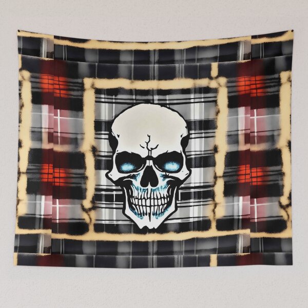 Item preview, Skull Plaid Grunge Bleach Acid Wash Graphic Skate Punk designed and sold by Anticulture.