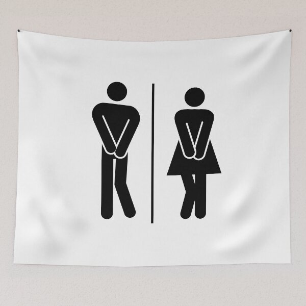 Item preview, Funny Bathroom Restroom Sign Man Woman Pee Hold designed and sold by GSquaredDesigns.