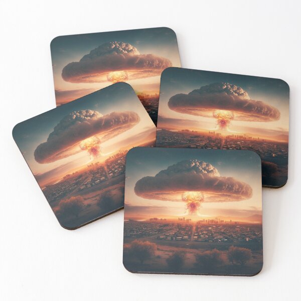Item preview,  Landscape of the atomic bomb detonated in city view, imagined art, fantasy art, wall art 5 designed and sold by jetaiart.