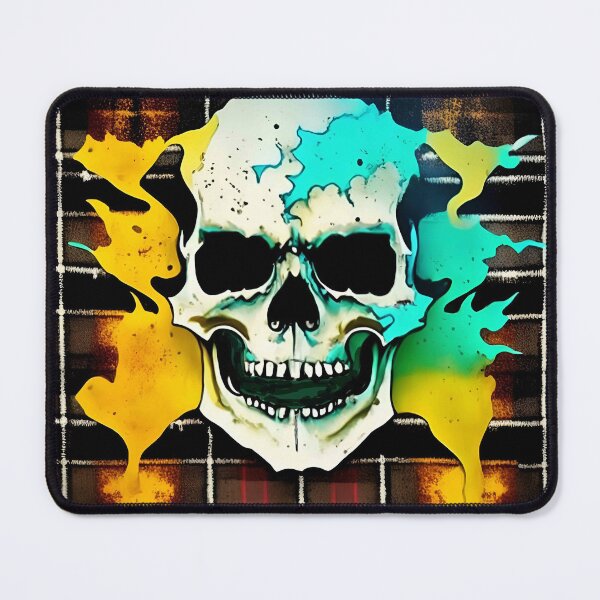 Item preview, Skull Flames Plaid Grunge Bleach Acid Wash Graphic Skate Punk Biker designed and sold by Anticulture.