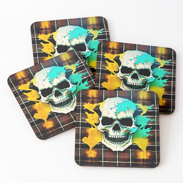 Item preview, Skull Flames Plaid Grunge Bleach Acid Wash Graphic Skate Punk Biker designed and sold by Anticulture.