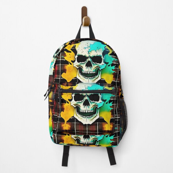 Item preview, Skull Flames Plaid Grunge Bleach Acid Wash Graphic Skate Punk Biker designed and sold by Anticulture.