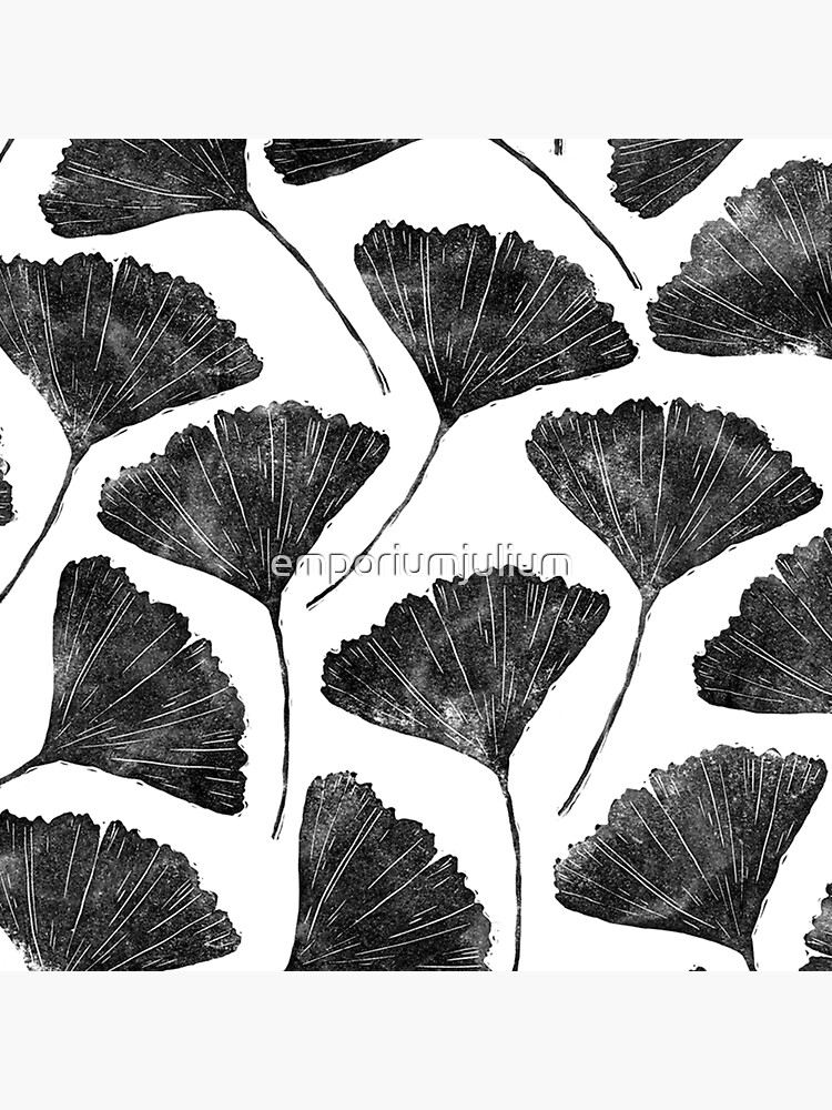 Disover Ginkgo biloba, Lino cut nature inspired leaf pattern Bag